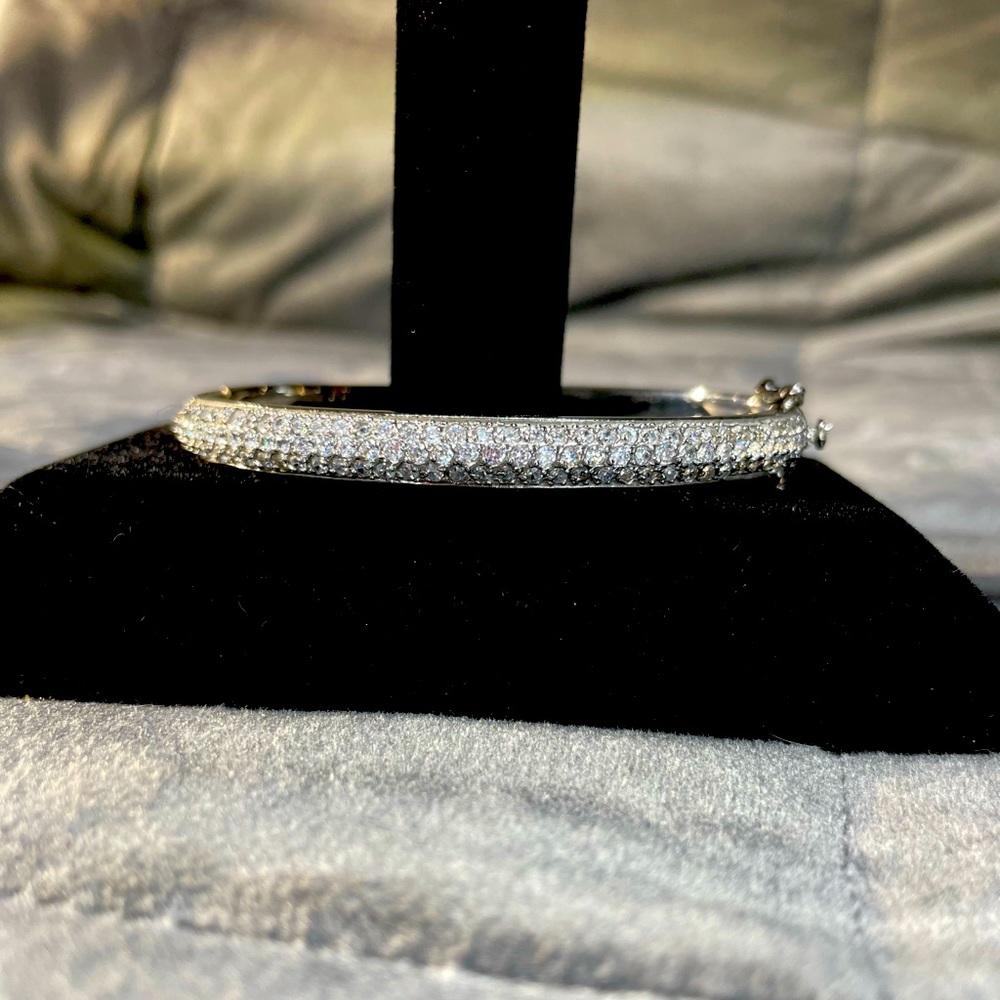 Stainless steel faux diamond cuff bracelet